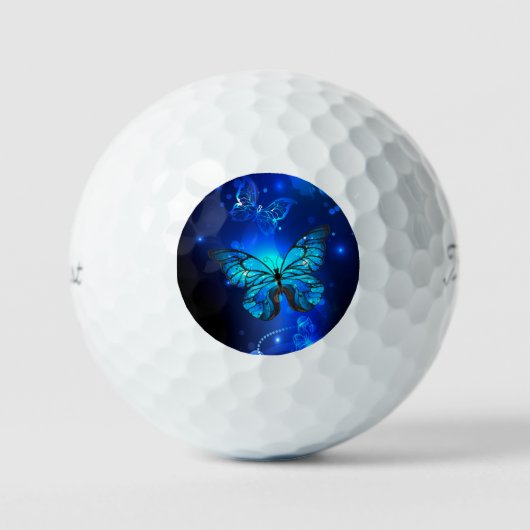 Morpho Vlinder in de Donkere Achtergrond Golfballen (Voorkant)