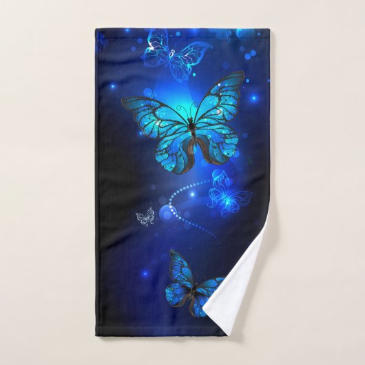 Morpho Vlinder in de Donkere Achtergrond Handdoek (Handdoek)