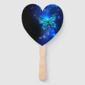 Morpho Vlinder in de Donkere Achtergrond Handwaaier (Achterkant)