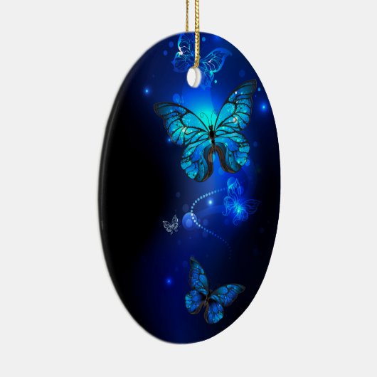 Morpho Vlinder in de Donkere Achtergrond Keramisch Ornament (Rechts)