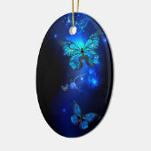 Morpho Vlinder in de Donkere Achtergrond Keramisch Ornament (Links)