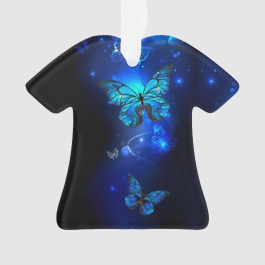 Morpho Vlinder in de Donkere Achtergrond Ornament (voorkant)