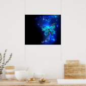 Morpho Vlinder in de Donkere Achtergrond Poster (Keuken)