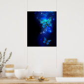 Morpho Vlinder in de Donkere Achtergrond Poster (Keuken)