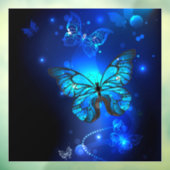 Morpho Vlinder in de Donkere Achtergrond Raamsticker (Vel 3)