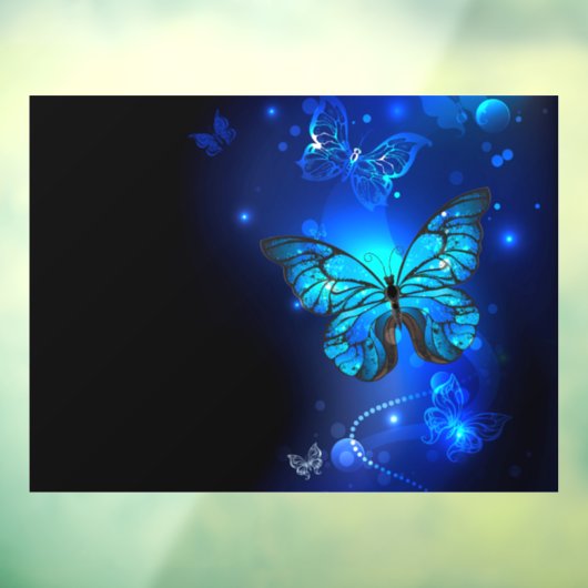 Morpho Vlinder in de Donkere Achtergrond Raamsticker (Vel 3)