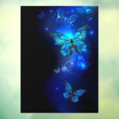 Morpho Vlinder in de Donkere Achtergrond Raamsticker (Vel 3)