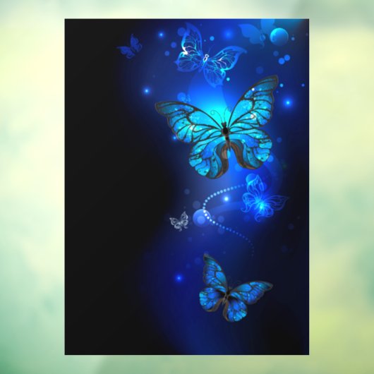 Morpho Vlinder in de Donkere Achtergrond Raamsticker (Vel 3)