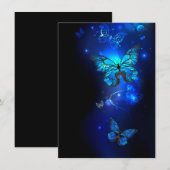 Morpho Vlinder in de Donkere Achtergrond Save The Date (Voorkant / Achterkant)