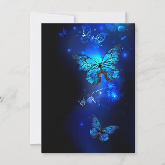 Morpho Vlinder in de Donkere Achtergrond Save The Date (Voorkant)