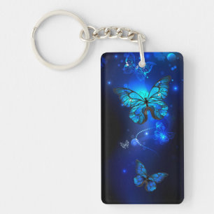Morpho Vlinder in de Donkere Achtergrond Sleutelhanger