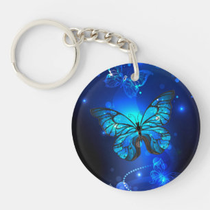 Morpho Vlinder in de Donkere Achtergrond Sleutelhanger