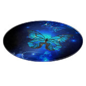 Morpho Vlinder in de Donkere Achtergrond Snijplank (Hoek)