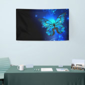 Morpho Vlinder in de Donkere Achtergrond Spandoek (Beurs)