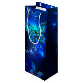 Morpho Vlinder in de Donkere Achtergrond Wijn Cadeautas (Achterkant Gekanteld)