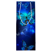 Morpho Vlinder in de Donkere Achtergrond Wijn Cadeautas (Achterkant)