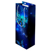 Morpho Vlinder in de Donkere Achtergrond Wijn Cadeautas (Voorkant Gekanteld)