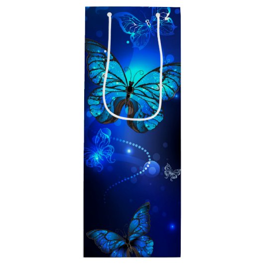 Morpho Vlinder in de Donkere Achtergrond Wijn Cadeautas (Voorkant)