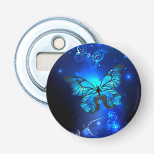 Morpho Vlinder in Donkere Achtergrond Button Flesopener