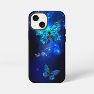 Morpho Vlinder in Donkere Achtergrond iPhone 13 Mini Hoesje