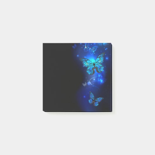 Morpho Vlinder in Donkere Achtergrond Post-it® Notes (Voorkant)
