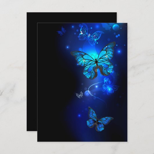 Morpho Vlinder op Donkere Achtergrond Advieskaart (Voorkant / Achterkant)