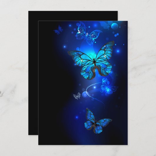 Morpho Vlinder op Donkere Achtergrond Advieskaart (Voorkant / Achterkant)