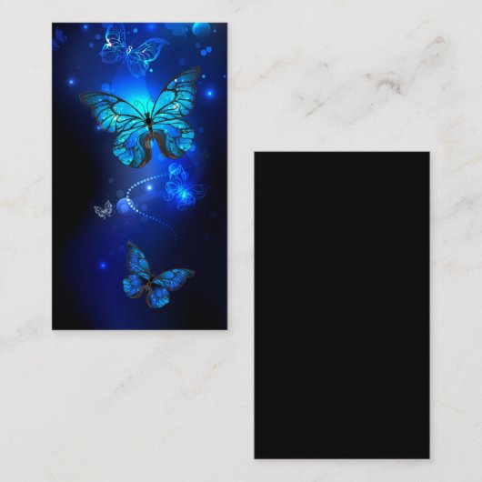 Morpho Vlinder op Donkere Achtergrond Afsprakenkaartje (Voorkant / Achterkant)