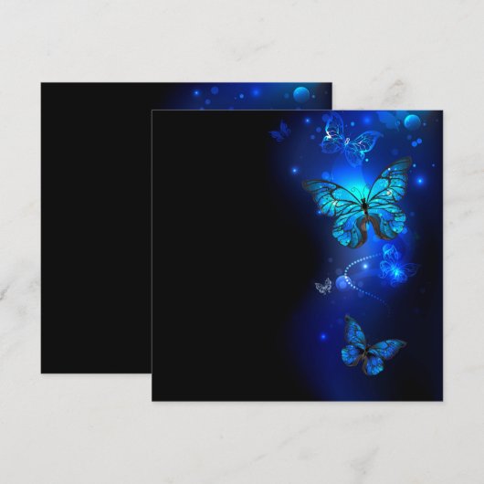 Morpho Vlinder op Donkere Achtergrond Bedankkaart (Voorkant / Achterkant)