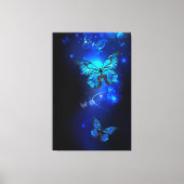Morpho Vlinder op Donkere Achtergrond Canvas Afdruk (Voorkant)