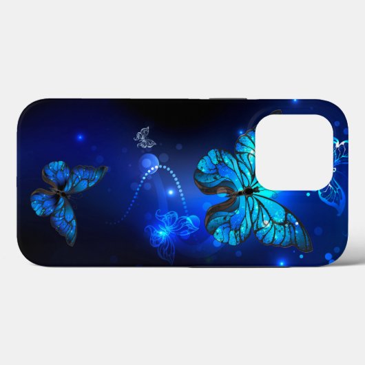 Morpho Vlinder op Donkere Achtergrond Case-Mate iPhone Case (Achterkant (horizontaal))