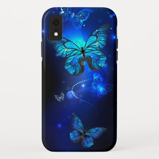 Morpho Vlinder op Donkere Achtergrond Case-Mate iPhone Case (Achterkant)
