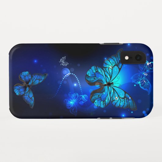 Morpho Vlinder op Donkere Achtergrond Case-Mate iPhone Case (Achterkant (horizontaal))