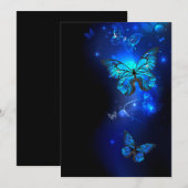 Morpho Vlinder op Donkere Achtergrond Feestdagenkaart (Voorkant / Achterkant)
