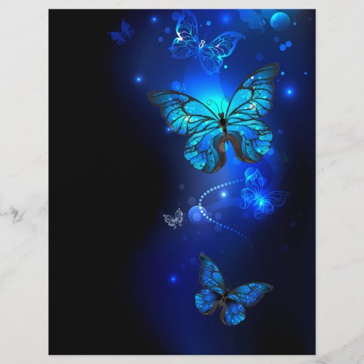 Morpho Vlinder op donkere achtergrond Flyer (Voorkant)
