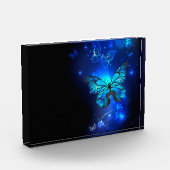 Morpho Vlinder op Donkere Achtergrond Fotoblokken (Links)