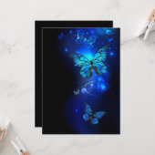 Morpho Vlinder op Donkere Achtergrond Kaart (Voorkant / Achterkant in situ)