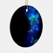 Morpho Vlinder op Donkere Achtergrond Keramisch Ornament (Rechts)