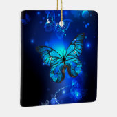 Morpho Vlinder op Donkere Achtergrond Keramisch Ornament (Rechts)