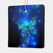 Morpho Vlinder op Donkere Achtergrond Keramisch Ornament (Links)