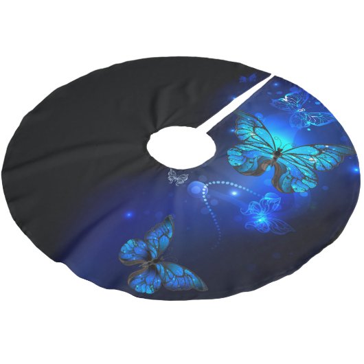 Morpho Vlinder op Donkere Achtergrond Kerstboom Rok (Gekanteld)