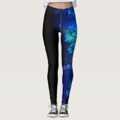 Morpho Vlinder op Donkere Achtergrond Leggings (Voorkant)