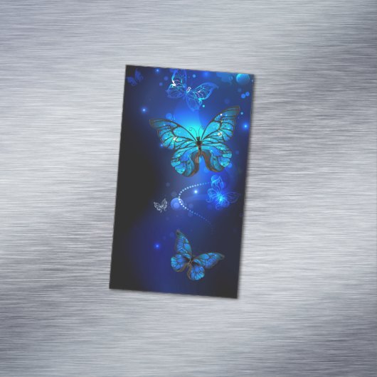 Morpho Vlinder op Donkere Achtergrond Magnetisch Visitekaartje (Voorbeeld)