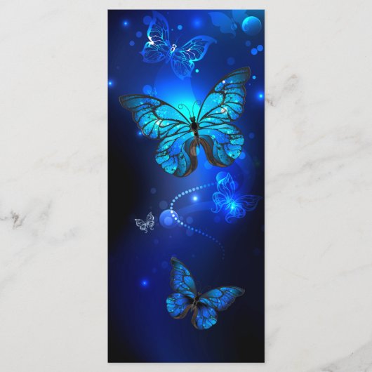 Morpho Vlinder op Donkere Achtergrond Menu (Voorkant)