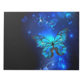 Morpho Vlinder op Donkere Achtergrond Notitieblok (Voorkant)