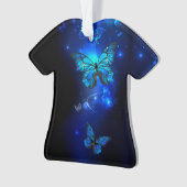 Morpho Vlinder op Donkere Achtergrond Ornament (voorkant)