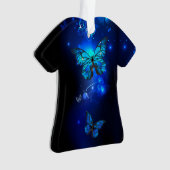 Morpho Vlinder op Donkere Achtergrond Ornament (voorkant)