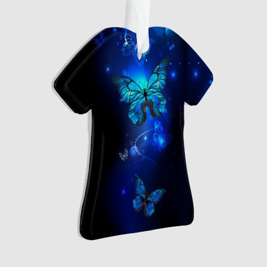 Morpho Vlinder op Donkere Achtergrond Ornament (voorkant)