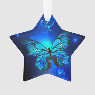 Morpho Vlinder op Donkere Achtergrond Ornament