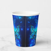 Morpho Vlinder op Donkere Achtergrond Papieren Bekers (Rechts)